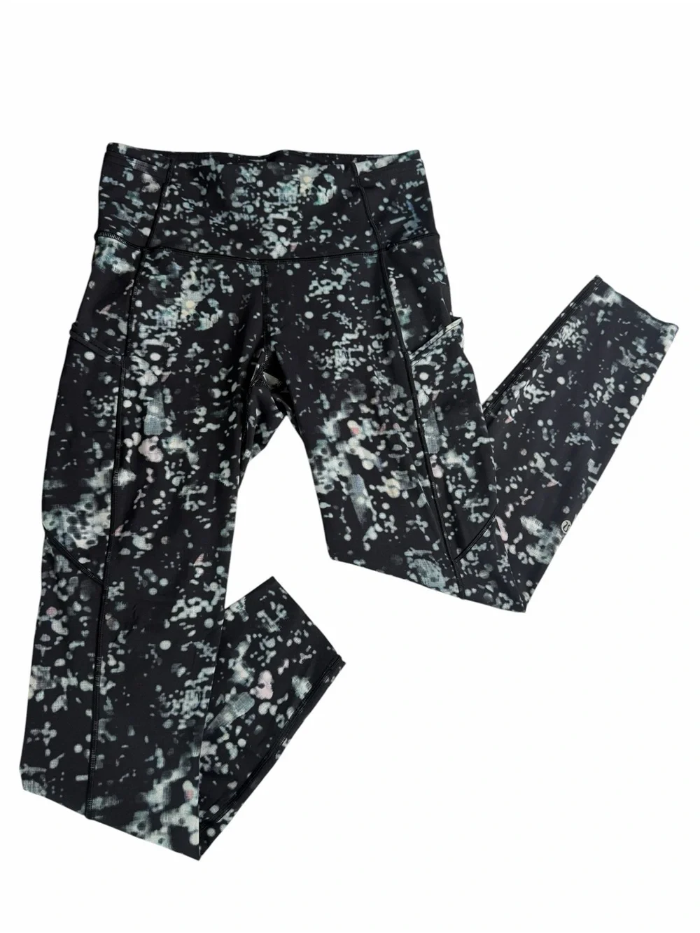 Lululemon Fast and Free Tights Pixel Haze Multi Black leggings w pockets 6
